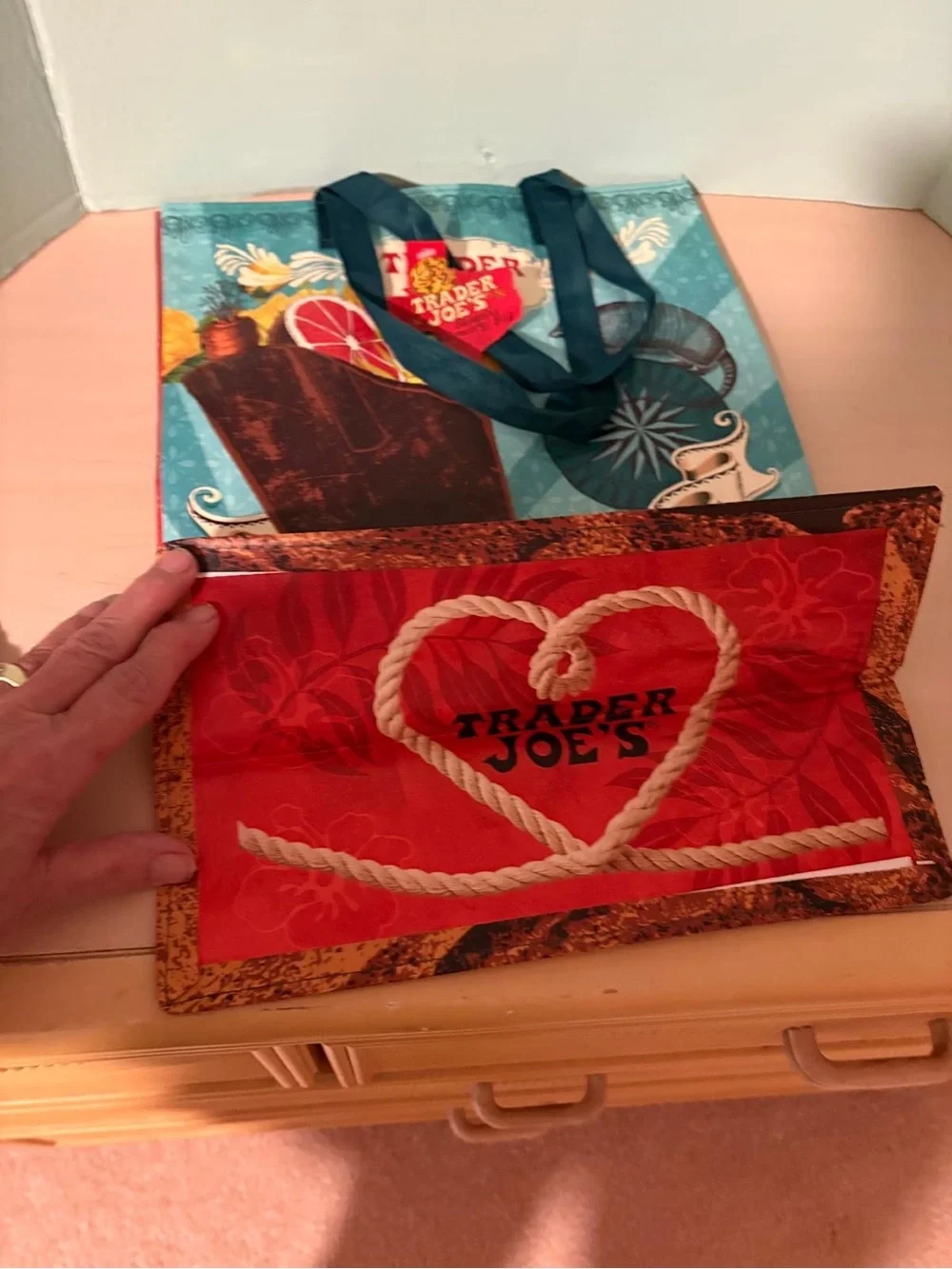 NWT Trader Joe’s Texas Reusable Shopping Tote Bag Armadillo Cowboy Boots Grocery